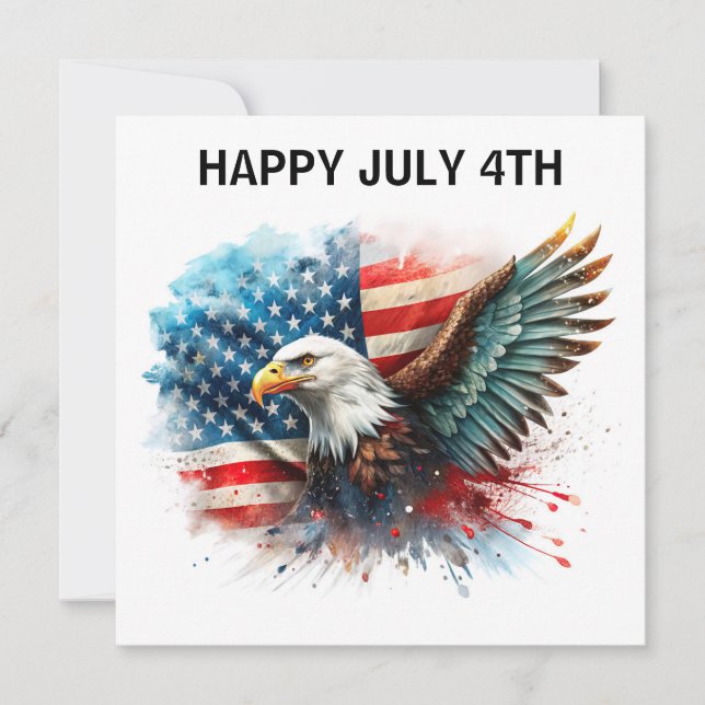 Cartão Feliz 4 de julho Águia (Frente)