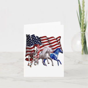 Cartão Feliz 4 de Julho Bandeira Americana Vermelha Branc