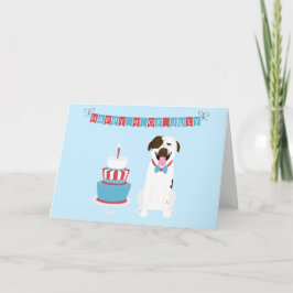 Cartão Feliz 4 de julho Cachorro Vermelho Azul