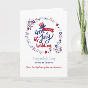 Cartão Feliz 4 de Julho Casamento Parabéns Personalizado 