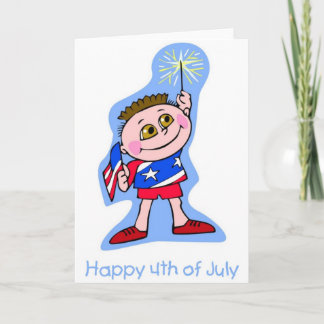 Cartão Feliz 4 de julho Criança com Sparkler