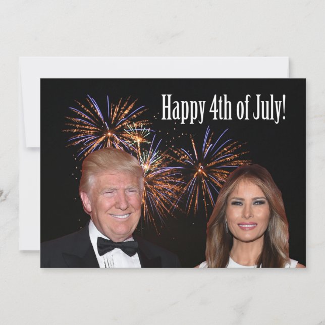 Cartão Feliz 4 de julho de Donald e Melania Trump (Frente)
