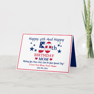 Cartão Feliz 4 De Julho E Feliz 50 De Aniversário