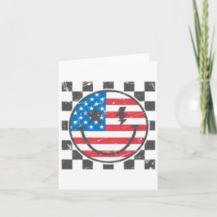 Cartão Feliz 4 de julho, Groovy Smile Face Red White Blue