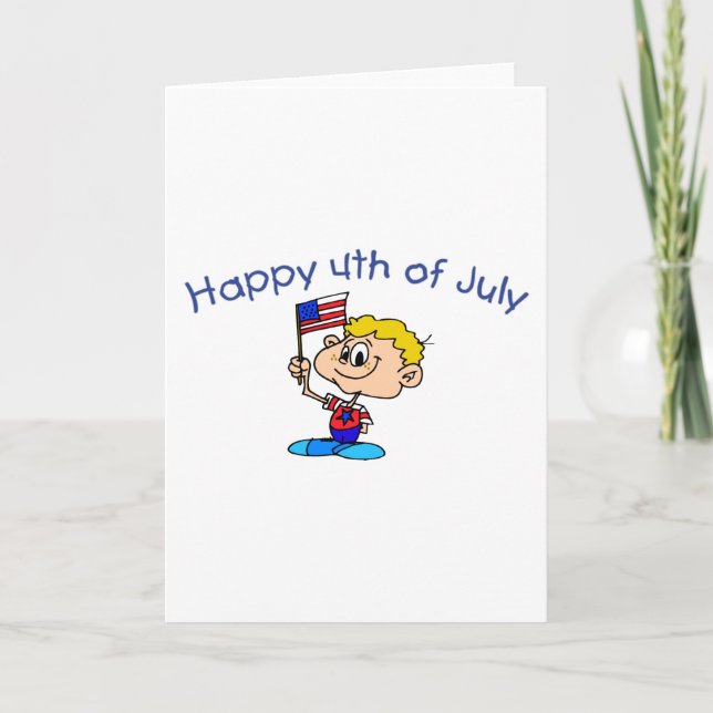 Cartão Feliz 4 De Julho (Menino) (Frente)