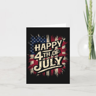 Cartão Feliz 4 de Julho Patriótico Bandeira Aamericana 4 