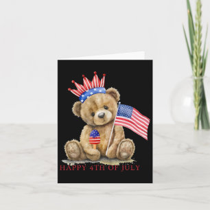 Cartão Feliz 4 De Julho Patriótico Ursinho Cute Mulheres 