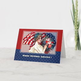 Cartão Feliz 4 de julho. Vintage Patriotic Design