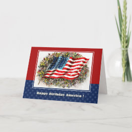 Cartão Feliz 4 de julho. Vintage USA Flag
