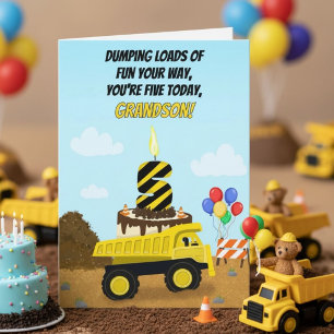 Cartão Feliz 5º Aniversário Neto Caminhão Basculante