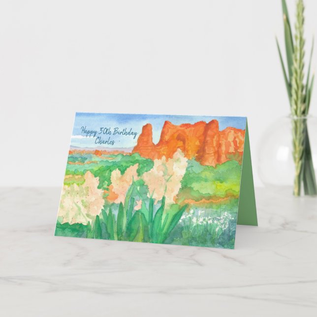 Cartão Feliz 50º aniversário das Montanhas do Deserto Per (Frente)