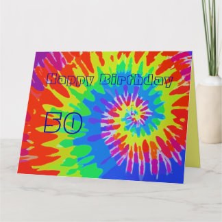 Cartão Feliz 50º aniversário do Groovy Tie-Dye Card Big