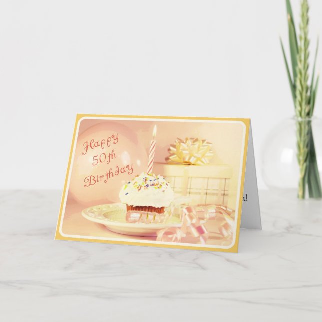 Cartão Feliz 50.º aniversário para uma Mulher Namorada (Frente)