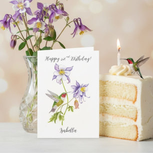 Cartão Feliz 52º Aniversário Columbine com Beija-flor