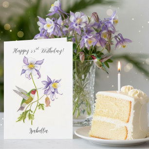 Cartão Feliz 53º Aniversário Columbine com Beija-flor