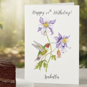 Cartão Feliz 54º Aniversário Columbine com Beija-flor