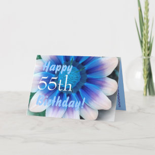Cartão FELIZ 55 ANOS COM Flor Azul Mágico