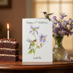 Cartão Feliz 59º Aniversário Columbine com Beija-flor