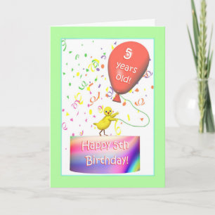 Cartão Feliz 5 Birthday Chicken