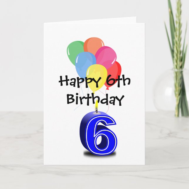 Cartão Feliz 6º Aniversário (Frente)