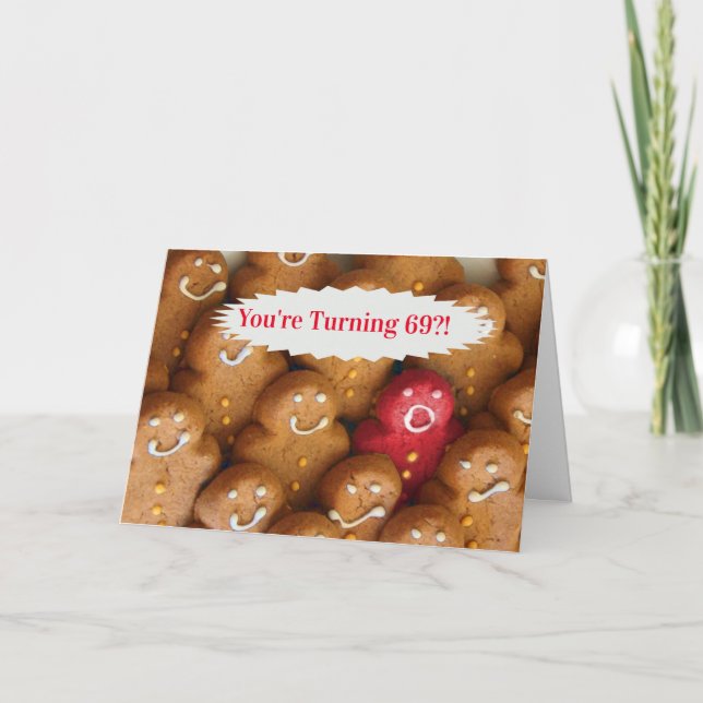 Cartão Feliz 69.º Aniversário, Cookie Quente (Frente)