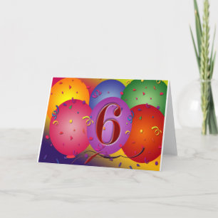 Cartão Feliz 6 Balões de Aniversário!