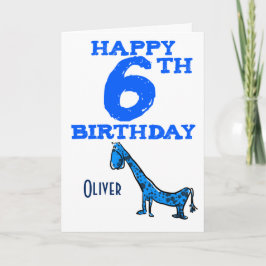 Cartão Feliz 6 de aniversário do dinossauro - rapazes