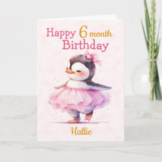 Cartão Feliz 6 Meses de Aniversário Pinguim Ballerina