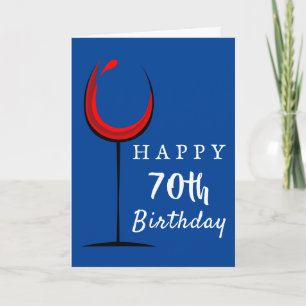 Cartão Feliz 70º Aniversário Taça de Vinho Tinto Aniversá