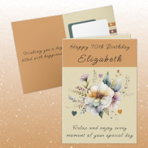 Feliz 70 Birthday adicione nome laranja floral