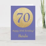 Cartão Feliz 70 Birthday Muito Peri e Dourada Glitter<br><div class="desc">Feliz Aniversário de 70 Muito Peri e Placa Glitter Dourada com nome personalizado. Para mais personalização,  clique no botão "Personalizar" e use nossa ferramenta de design para modificar este modelo.</div>