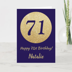 Cartão Feliz 71ruas Marinho de aniversário Azul e Dourado