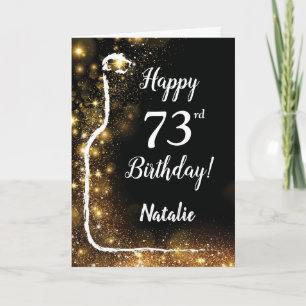 Cartão Feliz 73º aniversário, Vinho Negro e Dourado