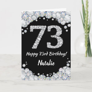 Cartão Feliz 73.º Aniversário - Placa Luminosa Preta e 