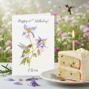 Cartão Feliz 78º Aniversário Columbine com Beija-flor