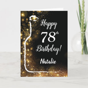 Cartão Feliz 78º aniversário, Vinho Negro e Dourado