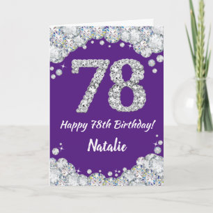 Cartão Feliz 78.º aniversário, Roxo e Placa de relva prat
