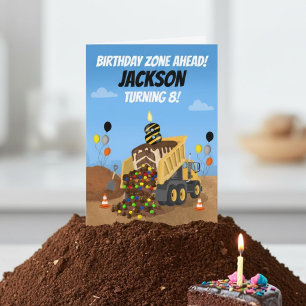 Cartão Feliz 8º Aniversário Caminhão Basculante