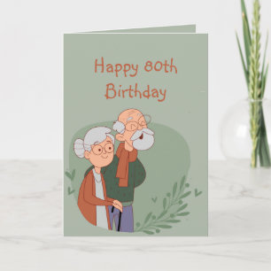 Cartão Feliz 80 Aniversário Engraçado Ouro Anos De Idad