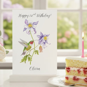 Cartão Feliz 82º Aniversário Columbine com Beija-flor