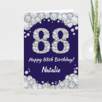Feliz 88º aniversário Marinho Azul e Silver Glitte