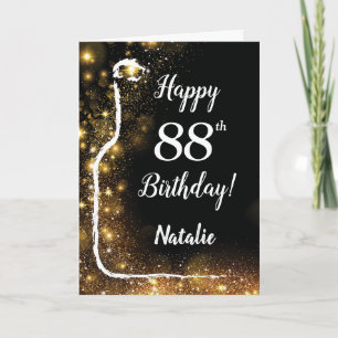 Cartão Feliz 88º aniversário, Vinho Negro e Dourado