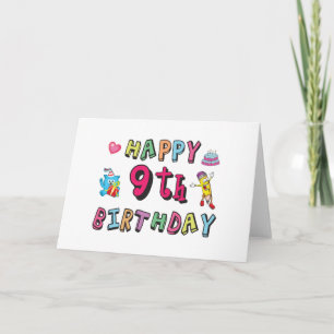 Cartão Feliz 9º Aniversário para crianças de 9 anos de id