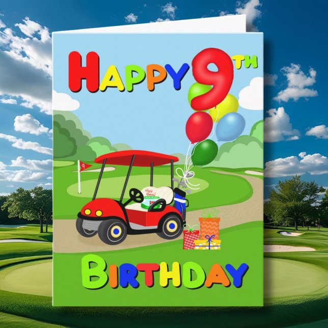 Cartão Feliz 9º Aniversário Red Boys Golf Card (Criador carregado)