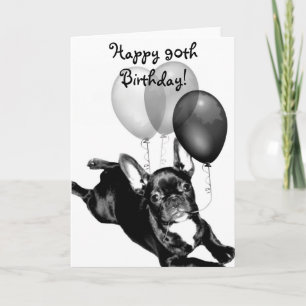 Cartão Feliz 90 Aniversário do Bulldog Francês