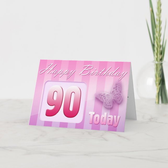 Cartão Feliz 90 Aniversário Grande Mãe Excelente Tia Mãe (Frente)