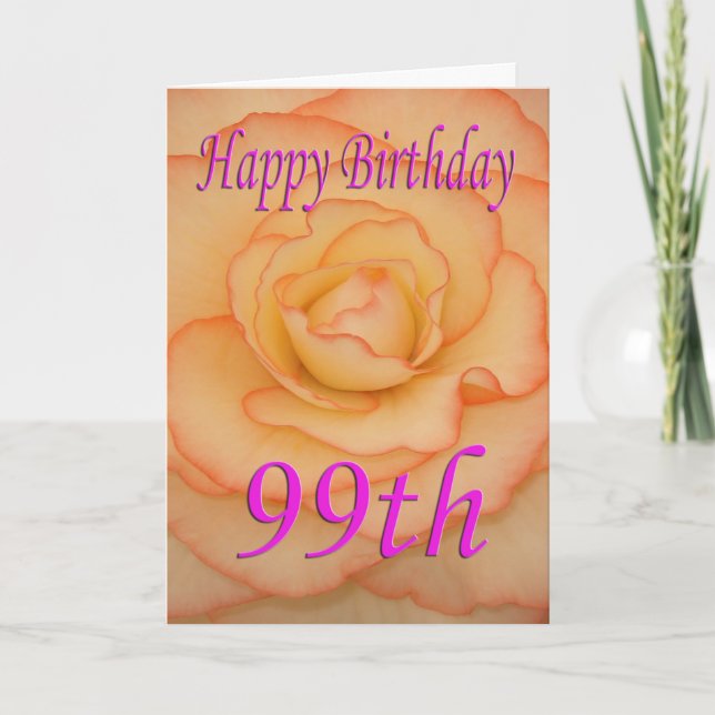 Cartão Feliz 99º Aniversário Flor (Frente)