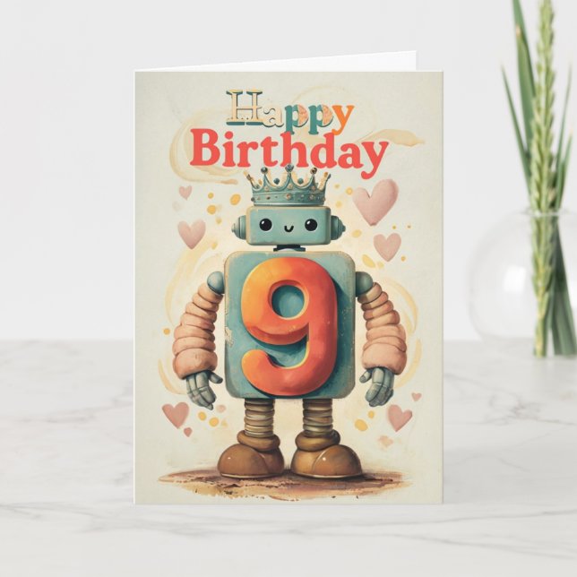 Cartão Feliz 9.º Aniversário (Frente)