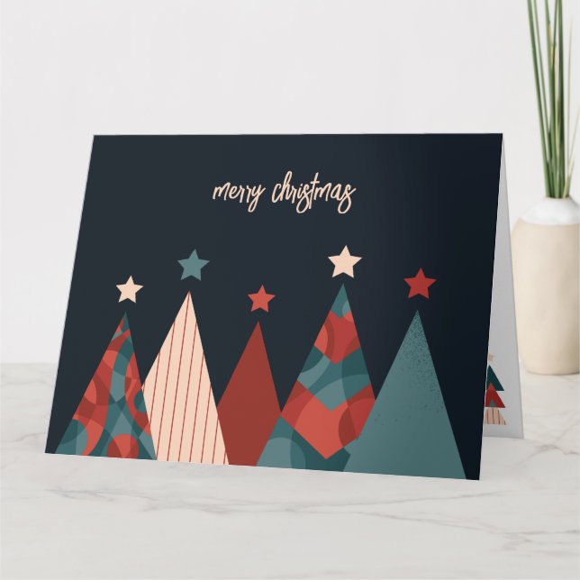 Cartão Feliz abstrato de Natal design de árvore de Natal (Frente)