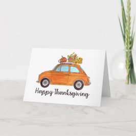 Cartão Feliz Ação de Graças Laranja Retro Fiat 500